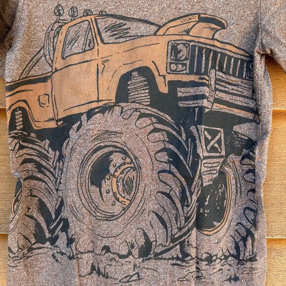 Cat & Jack Brown Monster Truck Graphic Boys T-Shirt M 8/10 Cotton Blend - Picture 4 of 4